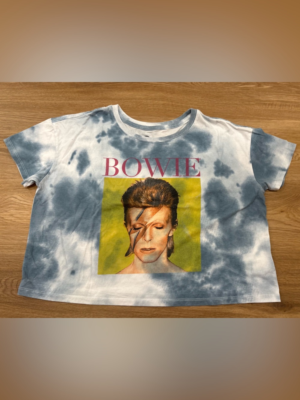 Bowie Graphic Tie-Dye Tee in Blue and White